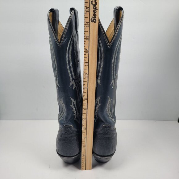 Tony Lama Women's Navy Blue Black Cowboy Boots 14024 US Size 7.5A - Picture 9 of 11